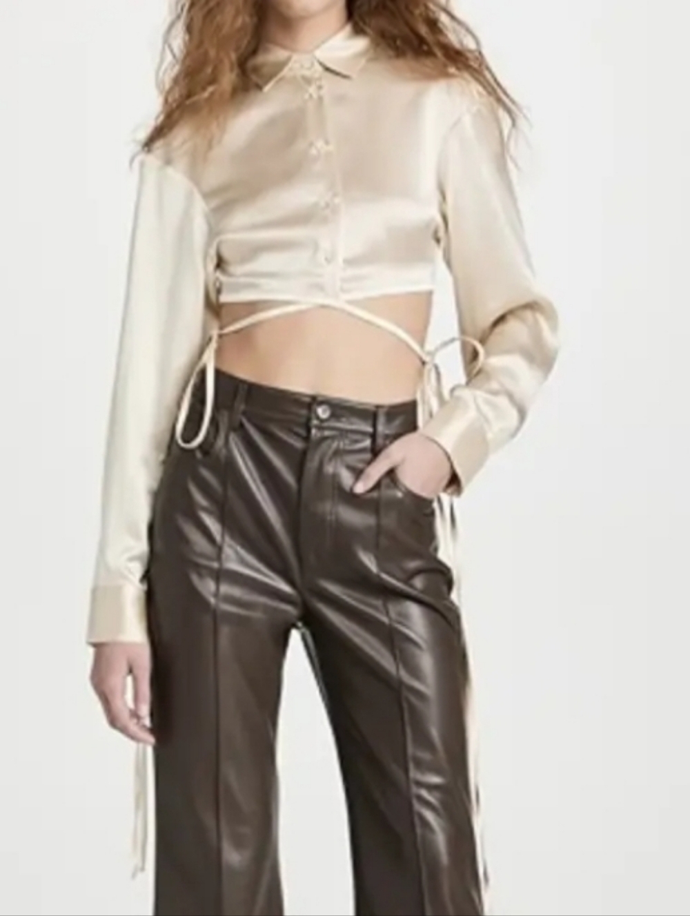 Christopher Esber Silk Cropped Wrap Around Blouse US0